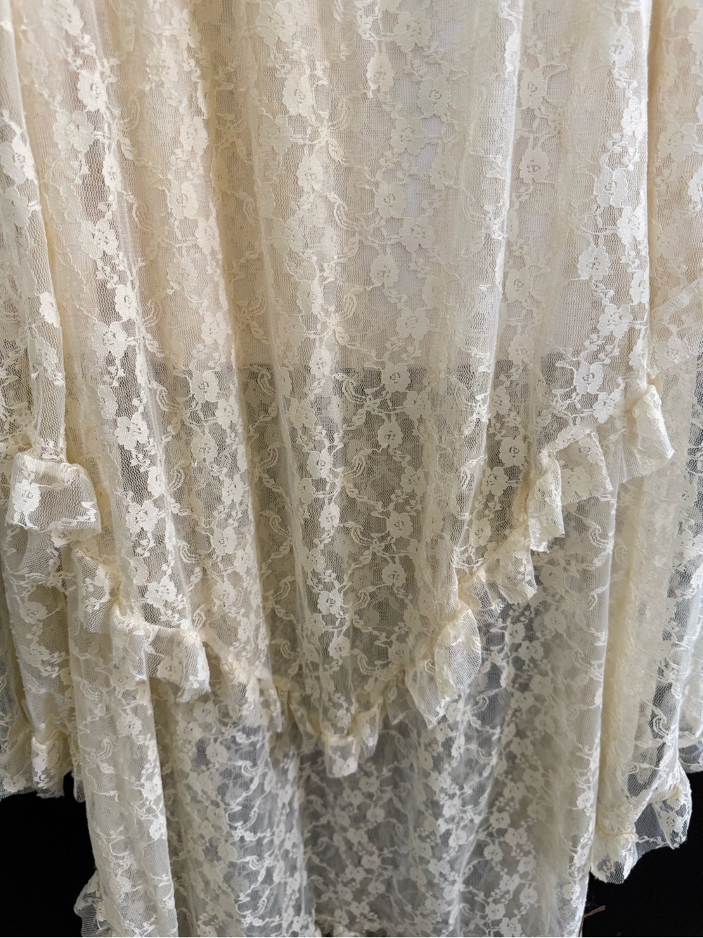 Boho Fairycore Lace High Low Midi Skirt Ivory large - Picture 2 of 6